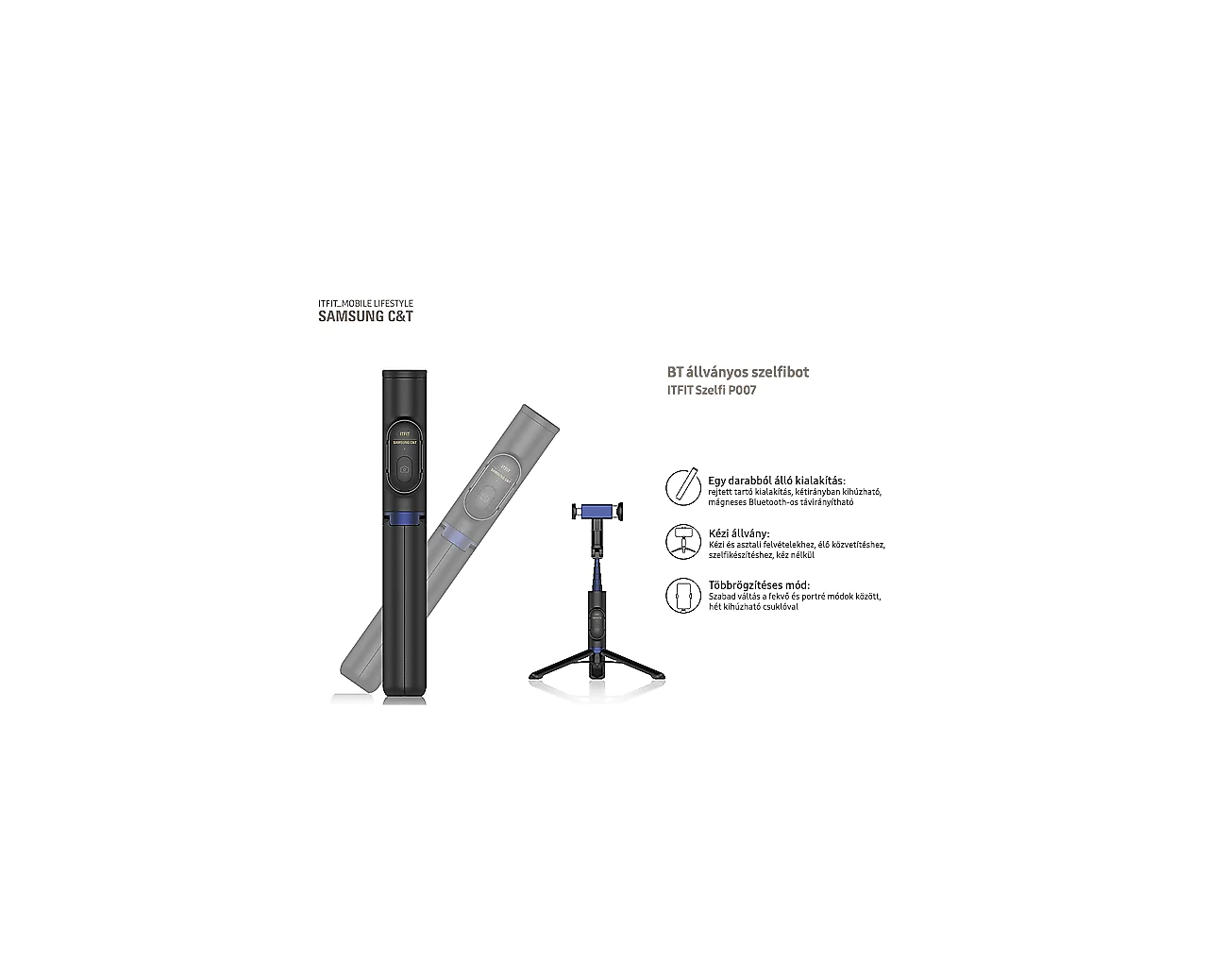 hu-samsung-cnt-selfie-stick-gp-tou020saabw-472073264 Samsung GP-TOU020SAABW Black Selfie stick + tripod - Image 1